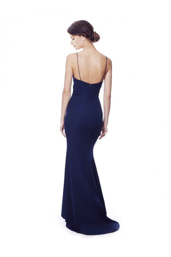 Cheap Deep V-Neck Spaghetti Straps Mermaid Crepe Prom Dress