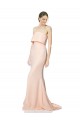 Cheap High Neck Strapless Long Crepe Maxi Prom Dress with Overlay