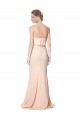 Cheap High Neck Strapless Long Crepe Maxi Prom Dress with Overlay