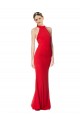Cheap Halter Neck Keyhole Back Sleeveless Crepe Maxi Prom Dress