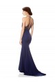 Cheap High Neck Fishtail Crepe Prom Dress with Open Back Detail