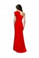 Cheap High Neck Ruffle Frill One Shoulder Maxi Crepe Prom Dress