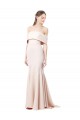 Cheap Mermaid Bardot Maxi Crepe Bridesmiad Dress with Fishtail Train
