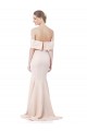 Cheap Mermaid Bardot Maxi Crepe Bridesmiad Dress with Fishtail Train