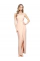 Cheap Floor Length Square Neck Long Sheath Crepe Prom Dress 