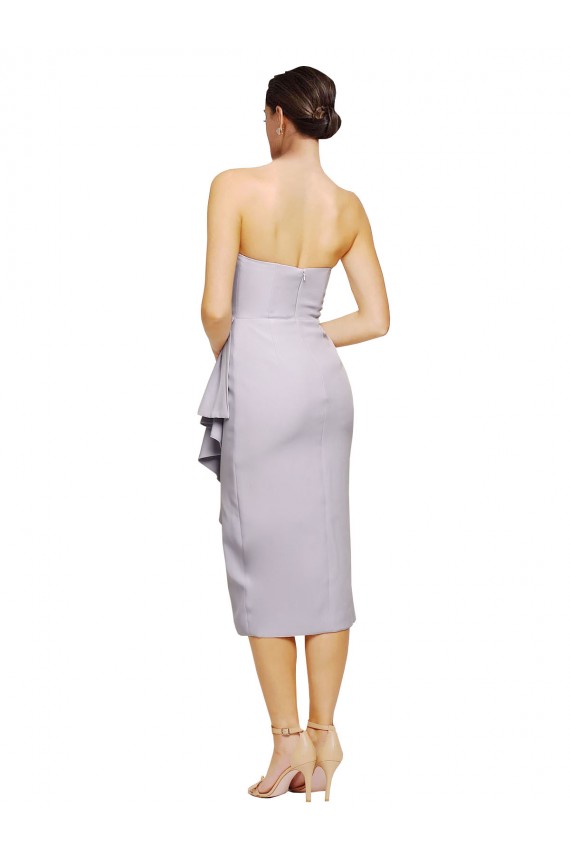 Cheap Short Strapless Crepe Cocktail Prom Dress / Homecoming Dress with Ruffles