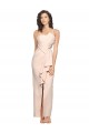 Cheap Long Full Length Ruffles Strapless Low Back Crepe Prom Dress with Straps