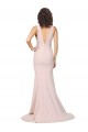 Cheap Deep Plunging V-Neckline Full Length Crepe Prom Dress with Deep V-Backline