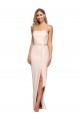 Cheap Full Length Low Back Strapless Crepe Prom Dress with Thigh High Side Split