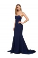 Cheap Fit and Flare Sweetheart Long Crepe Prom Dress with Sweep Train