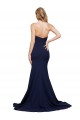 Cheap Fit and Flare Sweetheart Long Crepe Prom Dress with Sweep Train
