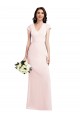 Cheap Cap Sleeve A-Line Crepe Prom Dress with Pockets