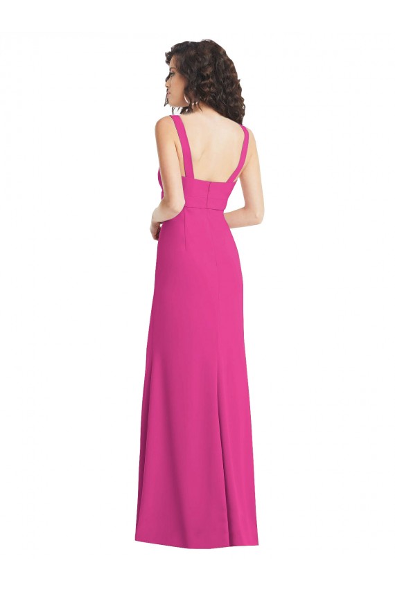 Cheap Wide Strap Notch Empire Waist Bridesaid Dress with Front Slit