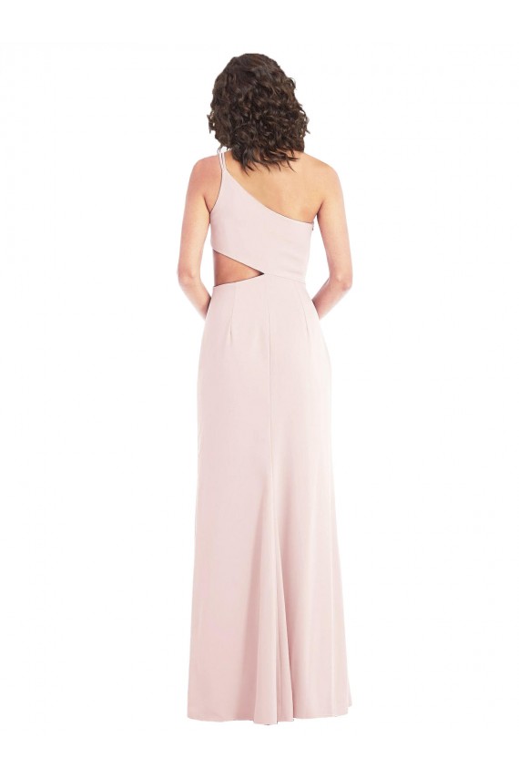 Cheap Flirty One Shoulder Midriff Cutout Maxi Crepe Prom Dress