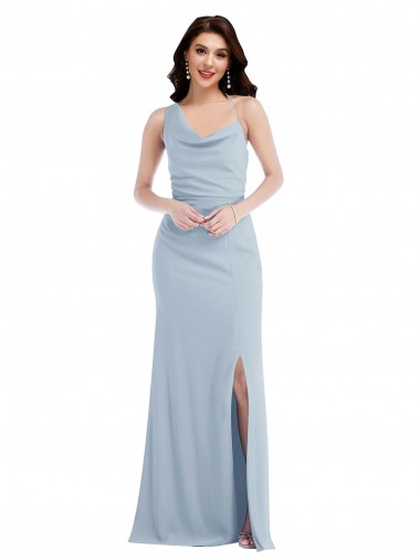 Cheap One Shoulder Draped Cowl Neck Maxi Prom Dress