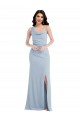 Cheap One Shoulder Draped Cowl Neck Maxi Prom Dress