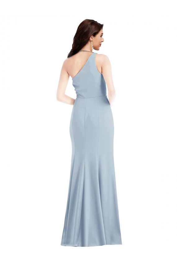 Cheap One Shoulder Draped Cowl Neck Maxi Prom Dress