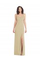 Cheap Wide Strap Slash Cutout Empire Crepe Prom Dress with Front Slit