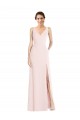 Cheap Square Neck Low Back A-Line Prom Dress with Front Slit and Pockets