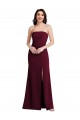 Cheap Strapless Crepe Maxi Prom Dress with Front Slit
