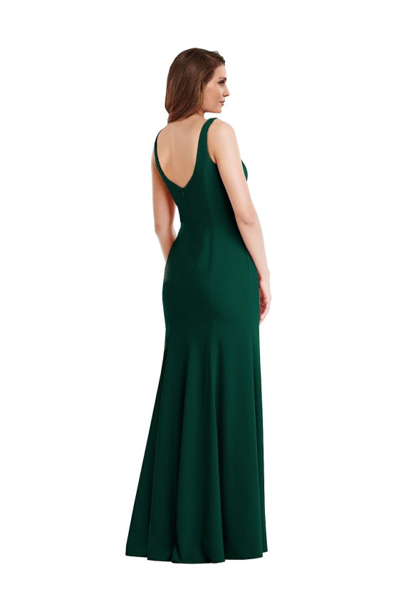 Cheap Square Neck Trumpet Maxi Prom Dress with Front Slit