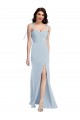 Cheap Bustier Style Crepe Prom Dress with Bow Straps