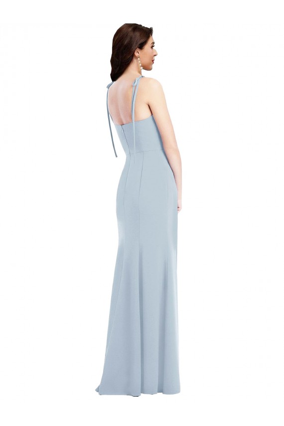 Cheap Bustier Style Crepe Prom Dress with Bow Straps