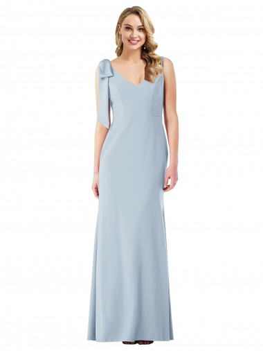 Cheap V-Back Bow Shoulder Trumpet Prom Dress