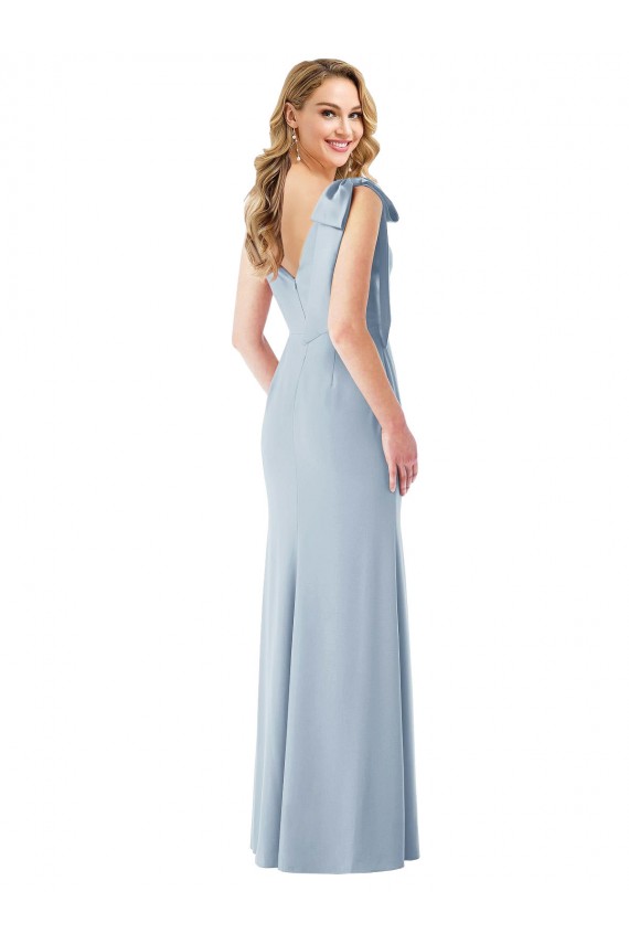 Cheap V-Back Bow Shoulder Trumpet Prom Dress