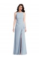 Cheap Halter Maxi Prom Dress with Cascade Ruffle Slit