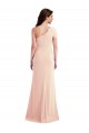 Cheap One Shoulder Cap Sleeves Trumpet Crepe Prom Dress with Front Slit