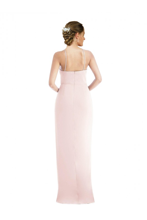 Cheap Halter Draped Tulip Skirt Maxi Prom Dress