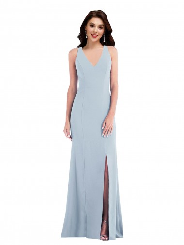 Cheap Criss Cross Cutout Back Maxi Prom Dress with Front Slit