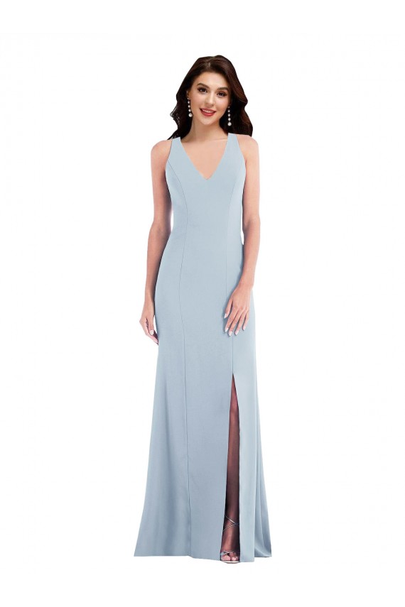 Cheap Criss Cross Cutout Back Maxi Prom Dress with Front Slit