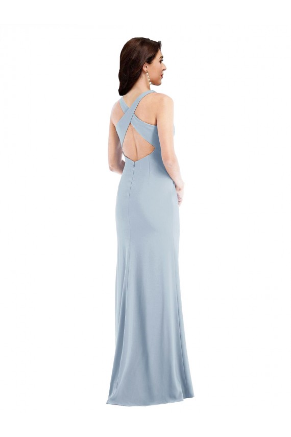 Cheap Criss Cross Cutout Back Maxi Prom Dress with Front Slit