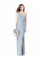 Cheap One Shoulder Crepe Trumpet Prom Dress with Front Slit