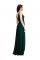 Cheap Slim A-Line V-Neck Full Length Crepe Prom Dress with Side Slit