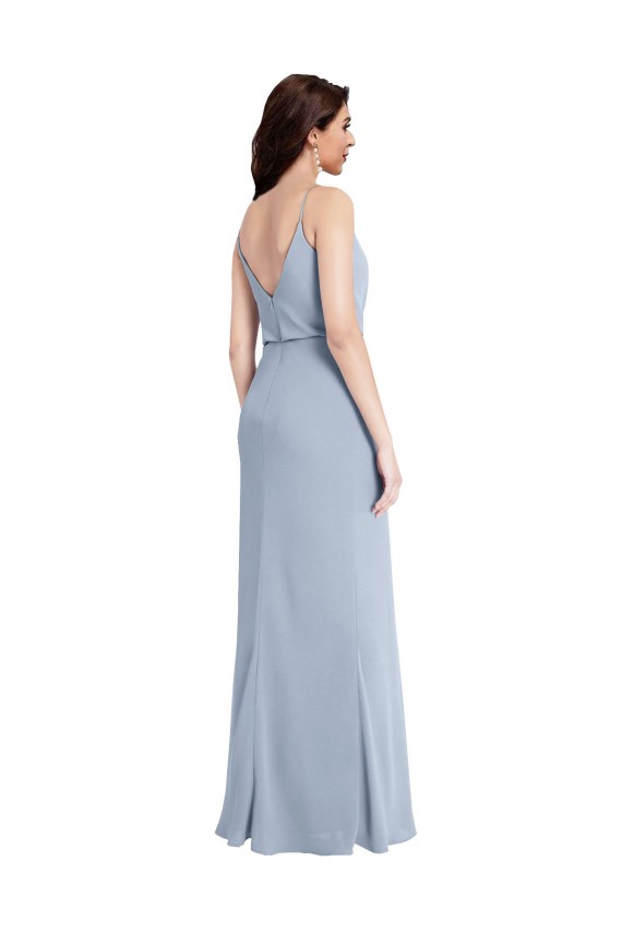 Cheap Draped Cowl Neck Long Crepe Prom Dress with Spaghetti Straps