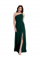 Cheap A-Line Slim One Shoulder Crepe Prom Dress with Asymmetrical Straps and Side Slit