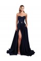 Cheap Sweetheart Neckline Low Back Long Crepe Prom Dress with High Leg Spit & Pockets