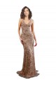 Cheap Floral Patterned Backless V-Neckline Sequin Prom Dress