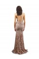 Cheap Floral Patterned Backless V-Neckline Sequin Prom Dress