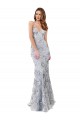 Cheap Silver V-Neckline Backless Floral Patterned Sequin Prom Dress