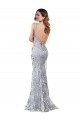 Cheap Silver V-Neckline Backless Floral Patterned Sequin Prom Dress