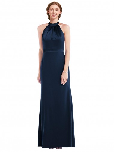 Cheap High Neck Open Back Long Maxi Prom Dress