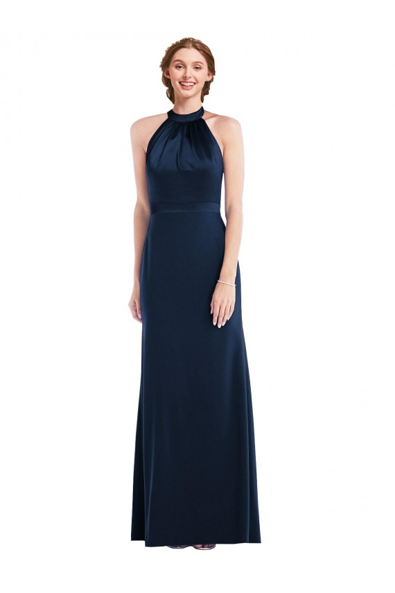 Cheap High Neck Open Back Long Maxi Prom Dress