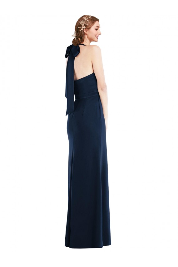 Cheap High Neck Open Back Long Maxi Prom Dress