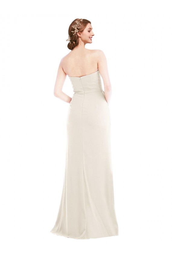 Cheap Long Strapless Tuxedo Maxi Prom Dress with Front Slit & Pockets