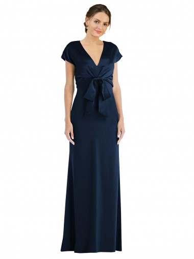 Cheap Soft Bow Blouson Bodice Trumpet Crepe Prom Dress