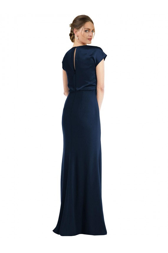 Cheap Soft Bow Blouson Bodice Trumpet Crepe Prom Dress